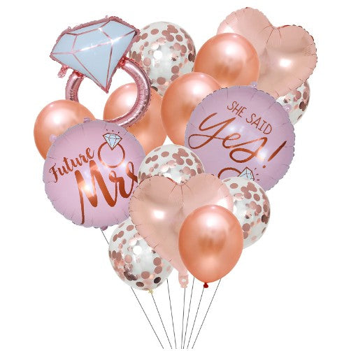 Set 15 baloane pentru Nunta, ANGELBEAR, baloane pentru decor, din folie de aluminiu,  30 x 50 cm, Rose